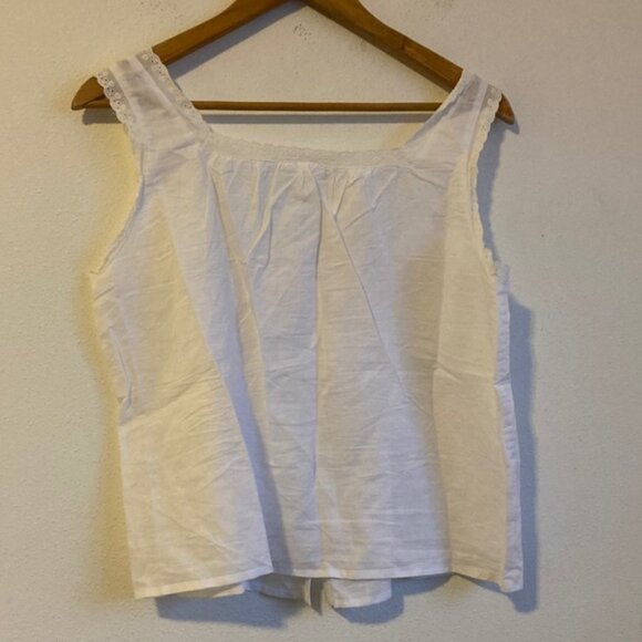 J Crew Women's Lace-trim camisole and pajama short set linen-cotton blend Small - Picture 4 of 6